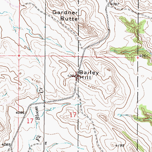Topographic Map of Bailey Hill, MT