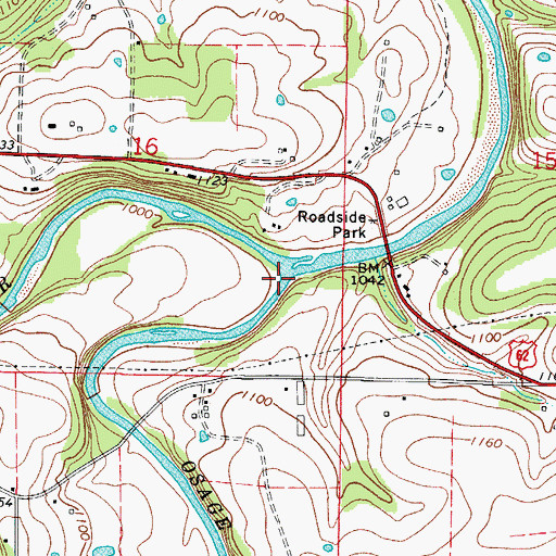 Topographic Map of Osage Creek, AR