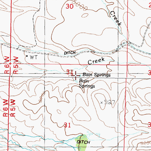 Topographic Map of Bain Springs, MT