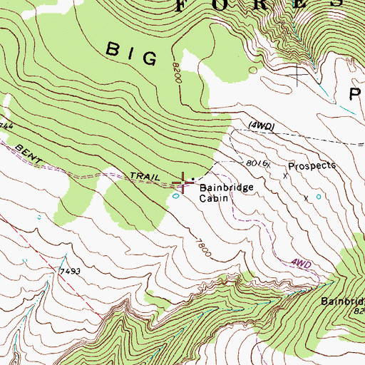 Topographic Map of Bainbridge Cabin, MT