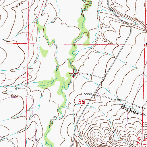 Topographic Map of Baker Canyon, MT