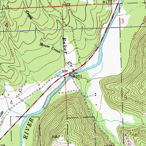 Topographic Map of Baker Creek, MT