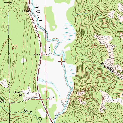 Topographic Map of Baker Gulch, MT