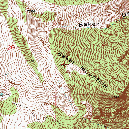 Topographic Map of Baker Mountain, MT