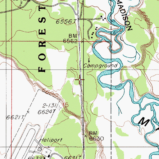 Topographic Map of Bakers Hole Campground, MT