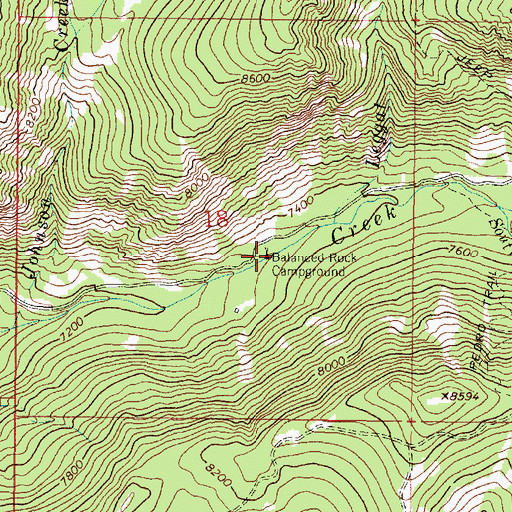 Topographic Map of Balanced Rock Campground, MT