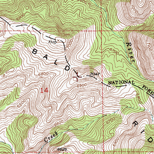 Topographic Map of Bald, MT