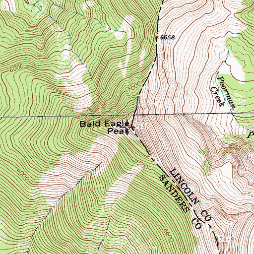 Topographic Map of Bald Eagle Peak, MT