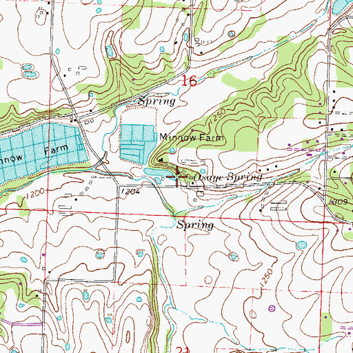 Topographic Map of Osage Spring, AR