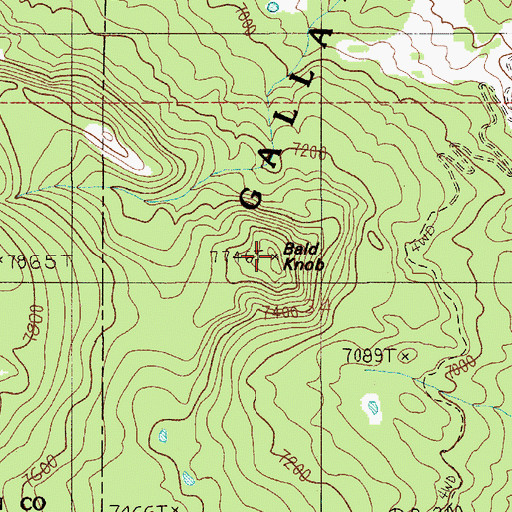 Topographic Map of Bald Knob, MT