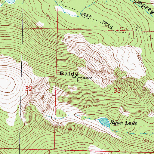 Topographic Map of Baldy, MT