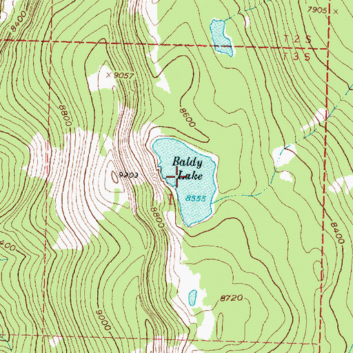 Topographic Map of Baldy Lake, MT