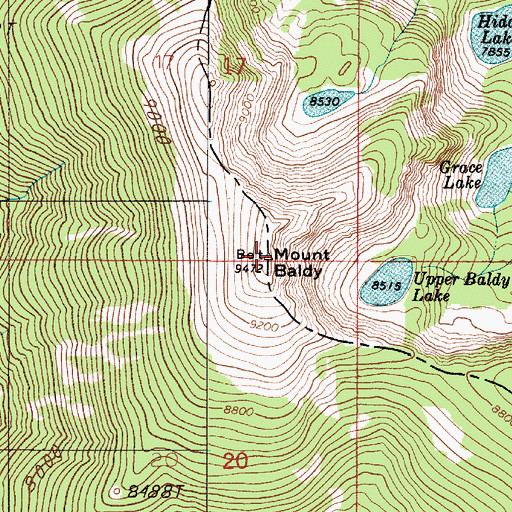 Topographic Map of Mount Baldy, MT