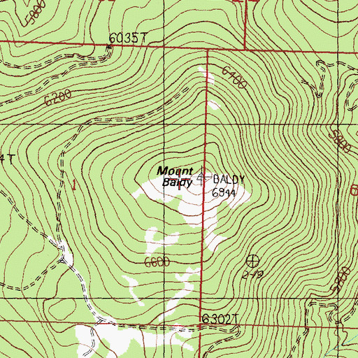 Topographic Map of Mount Baldy, MT