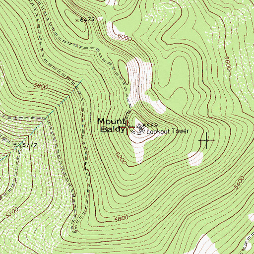 Topographic Map of Mount Baldy, MT