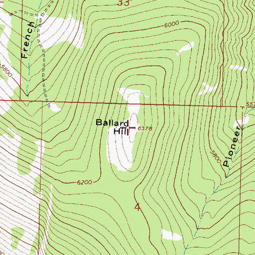 Topographic Map of Ballard Hill, MT