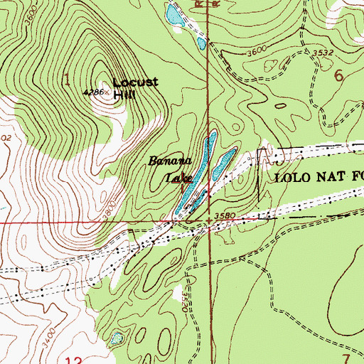 Topographic Map of Banana Lake, MT