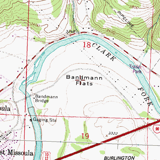 Topographic Map of Bandmann Flats, MT