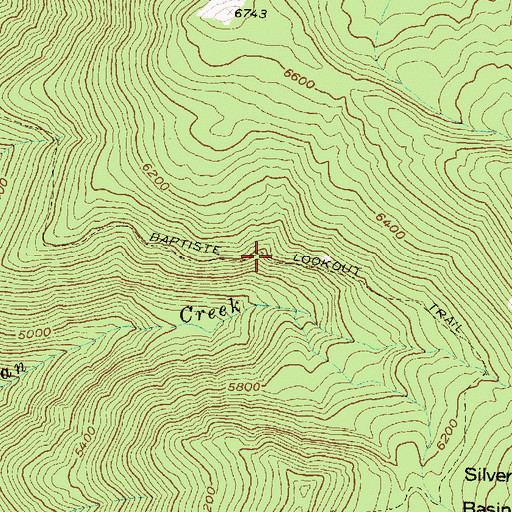 Topographic Map of Baptiste Lookout Trail, MT