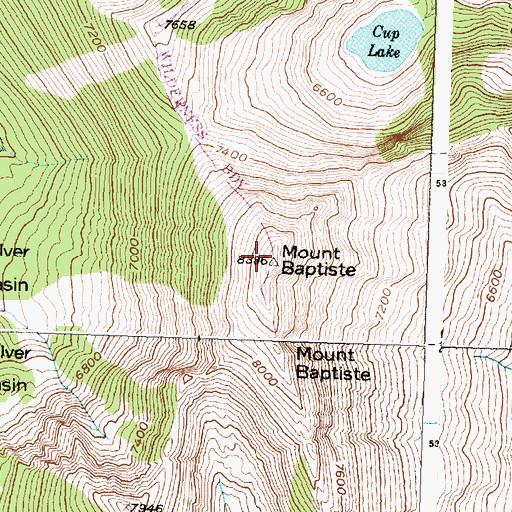 Topographic Map of Mount Baptiste, MT