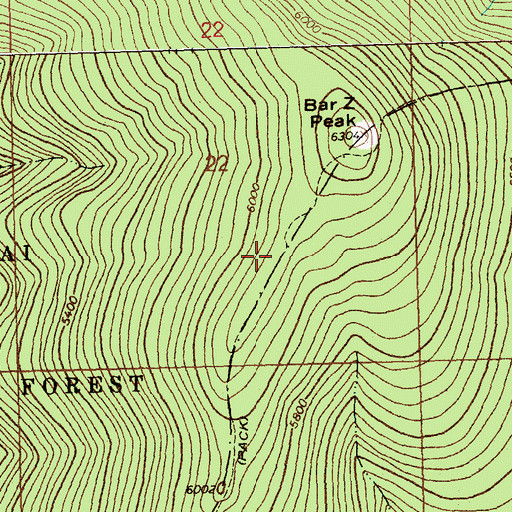 Topographic Map of Bar Z Trail, MT