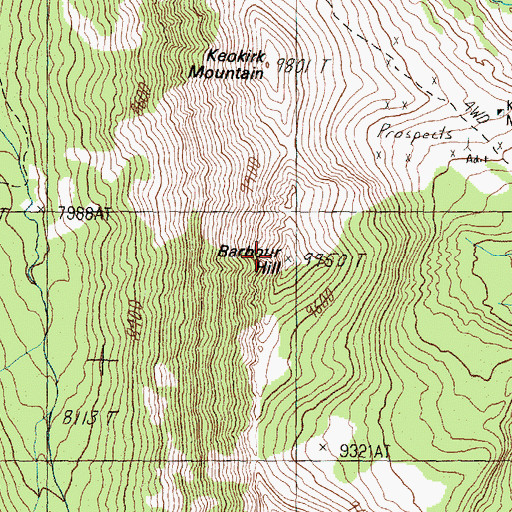 Topographic Map of Barbour Hill, MT