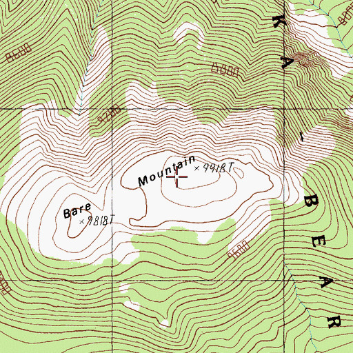 Topographic Map of Bare Mountain, MT