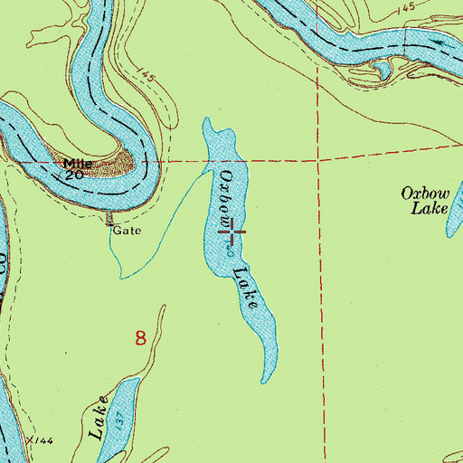 Topographic Map of Oxbow Lake, AR