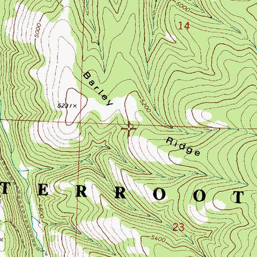 Topographic Map of Barley Ridge, MT