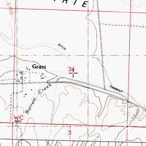 Topographic Map of Barrett Creek, MT