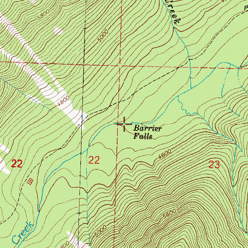 Topographic Map of Barrier Falls, MT