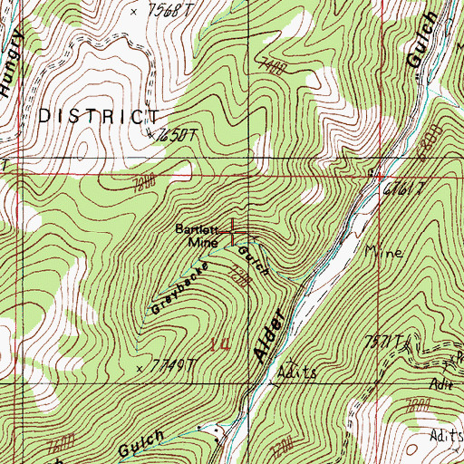 Topographic Map of Bartlett Mine, MT