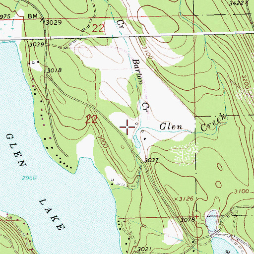 Topographic Map of Barton Creek, MT
