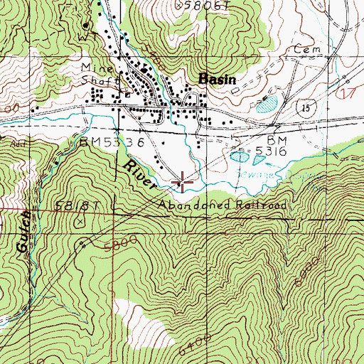 Topographic Map of Basin Creek, MT