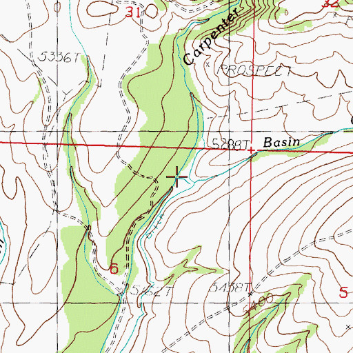 Topographic Map of Basin Creek, MT