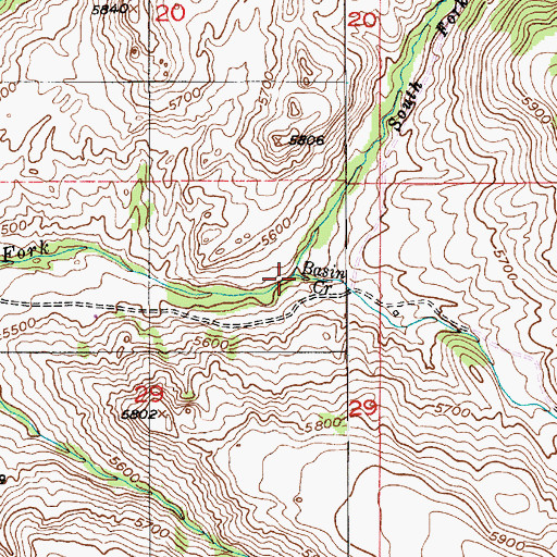 Topographic Map of Basin Creek, MT