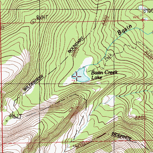 Topographic Map of Basin Creek Lake, MT