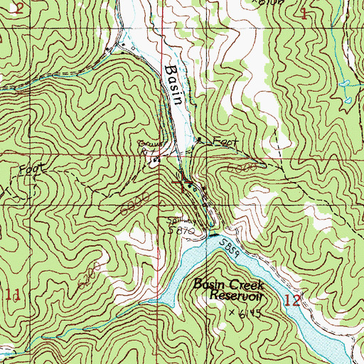 Topographic Map of Basin Creek Park, MT