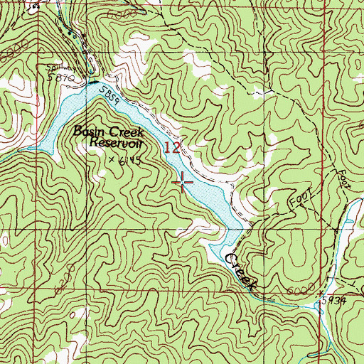 Topographic Map of Basin Creek Reservoir, MT
