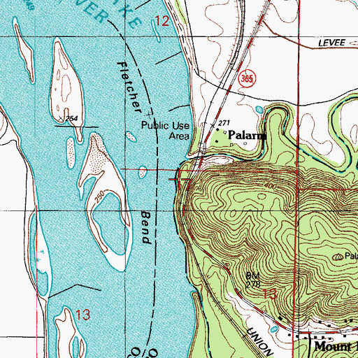 Topographic Map of Palarm Public Use Area, AR