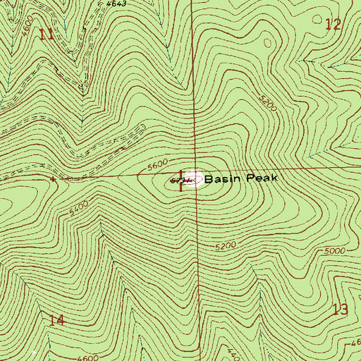 Topographic Map of Basin Peak, MT