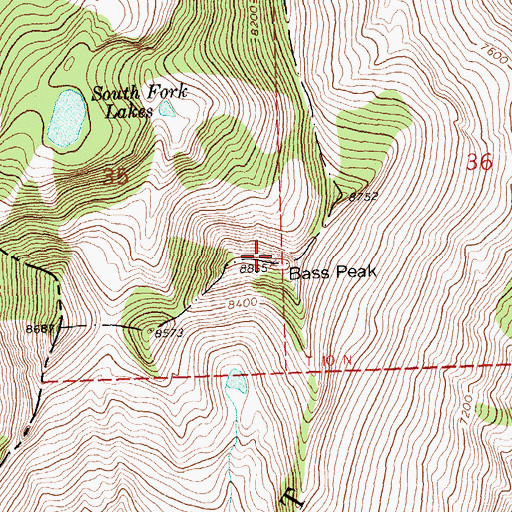 Topographic Map of Bass Peak, MT