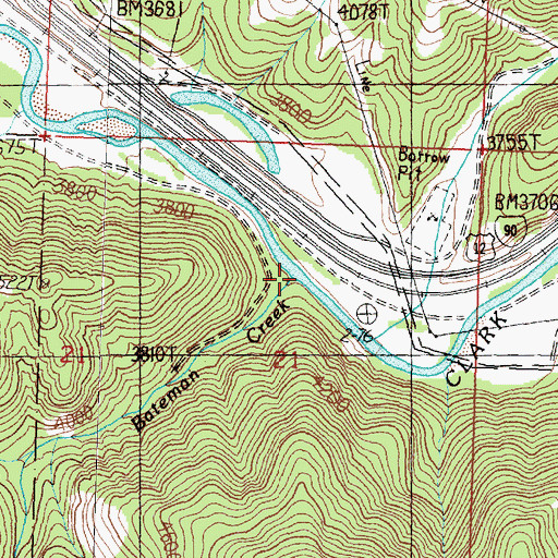 Topographic Map of Bateman Creek, MT