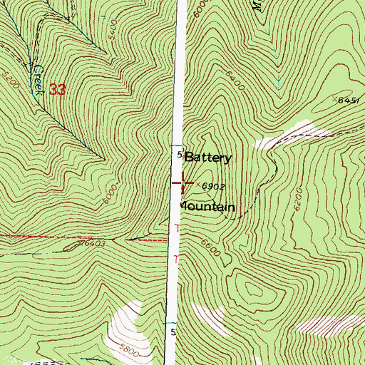 Topographic Map of Battery Mountain, MT