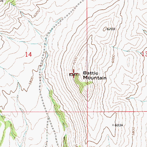 Topographic Map of Battle Mountain, MT