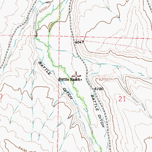 Topographic Map of Battle Ranch, MT