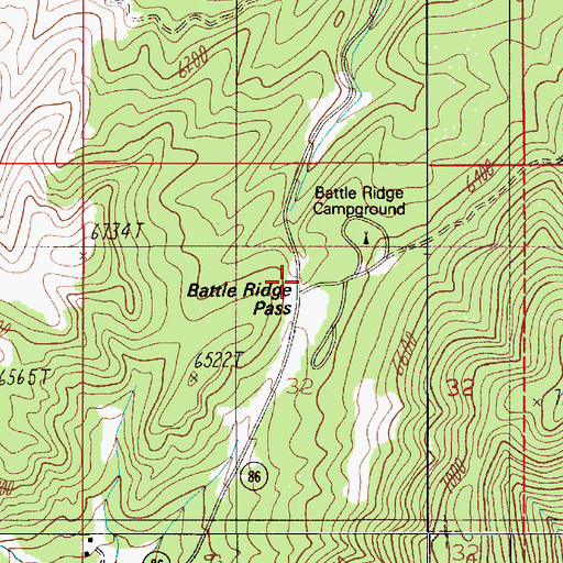 Topographic Map of Battle Ridge Campground, MT
