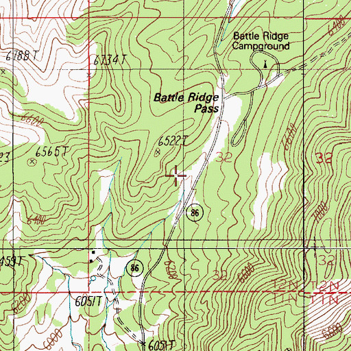 Topographic Map of Battle Ridge Pass, MT