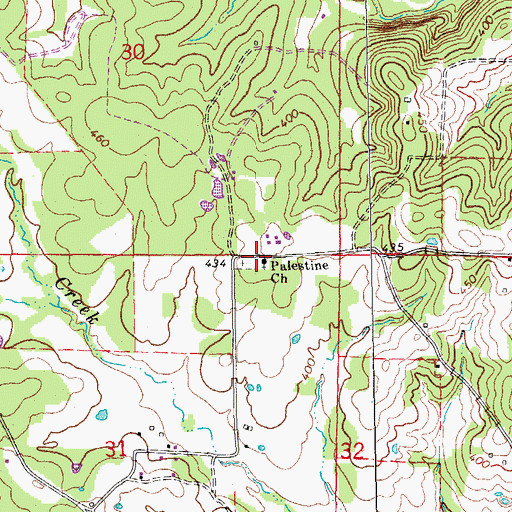 Topographic Map of Palestine Church of Christ, AR