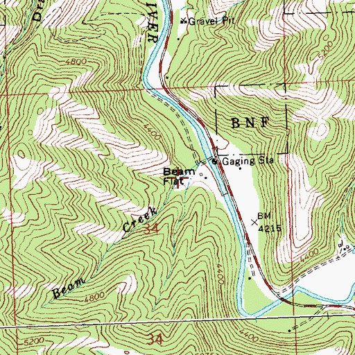 Topographic Map of Beam Flat, MT